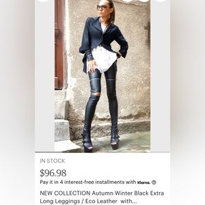 New AAKASHA Vegan Black Leather Zipper leggings…XL